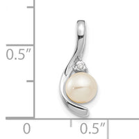 14k White Gold FW Cultured Pearl and Diamond Pendant-XBS387