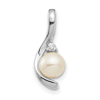 14k White Gold FW Cultured Pearl and Diamond Pendant-XBS387