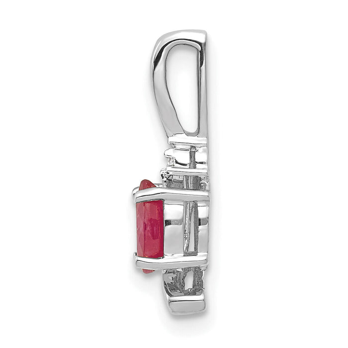 14k White Gold Ruby and Diamond Pendant-XBS388
