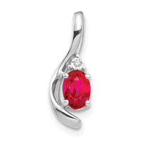 14k White Gold Ruby and Diamond Pendant-XBS388