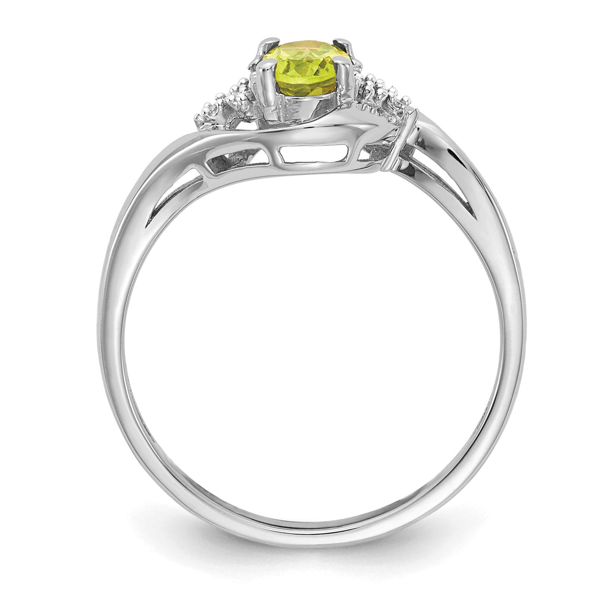 14k White Gold Peridot and Diamond Ring-XBS389