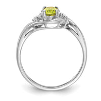 14k White Gold Peridot and Diamond Ring-XBS389