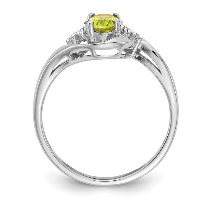 14k White Gold Peridot and Diamond Ring-XBS389