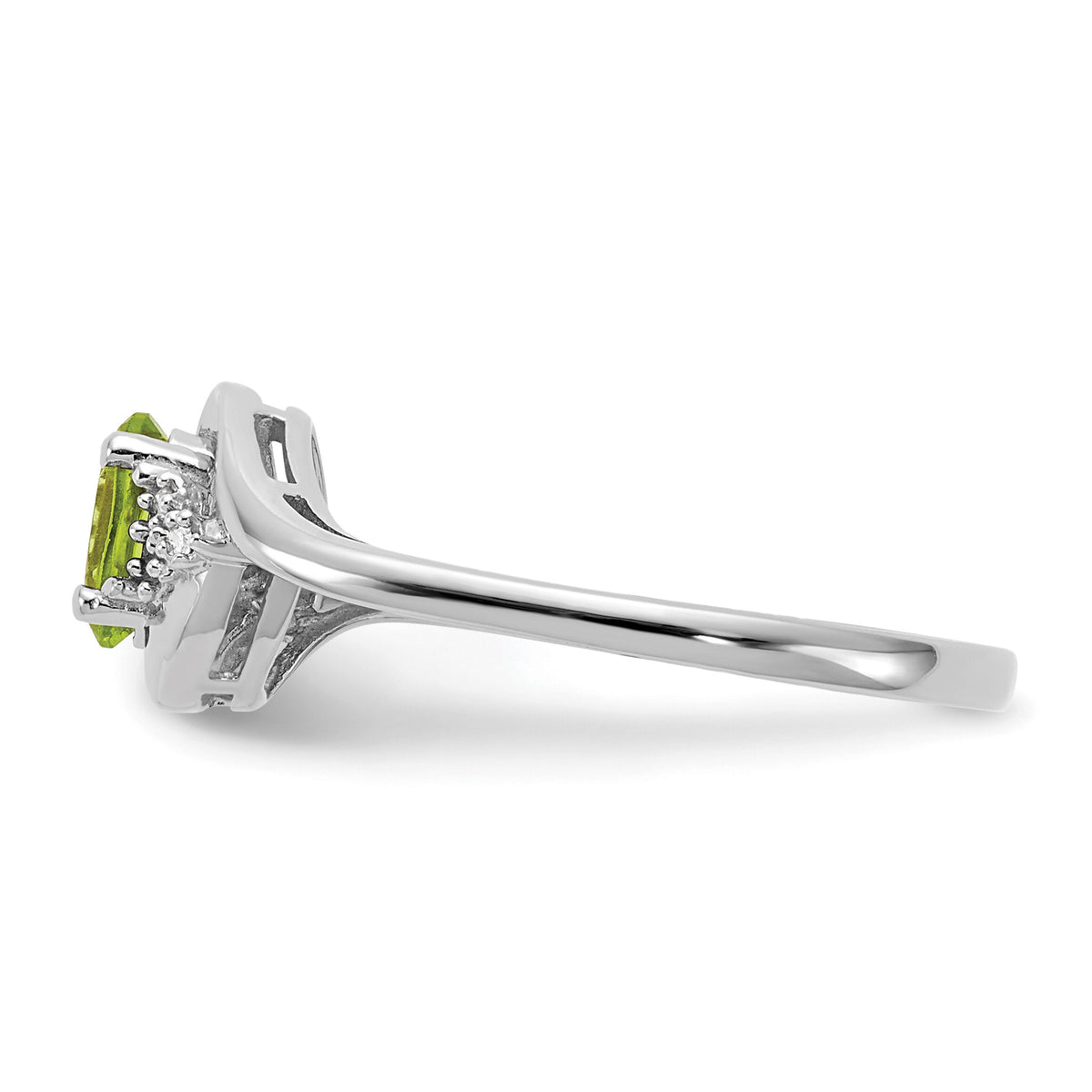 14k White Gold Peridot and Diamond Ring-XBS389