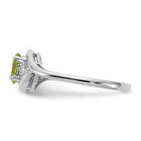 14k White Gold Peridot and Diamond Ring-XBS389