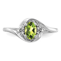 14k White Gold Peridot and Diamond Ring-XBS389