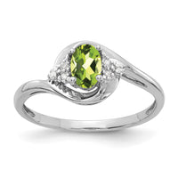 14k White Gold Peridot and Diamond Ring-XBS389