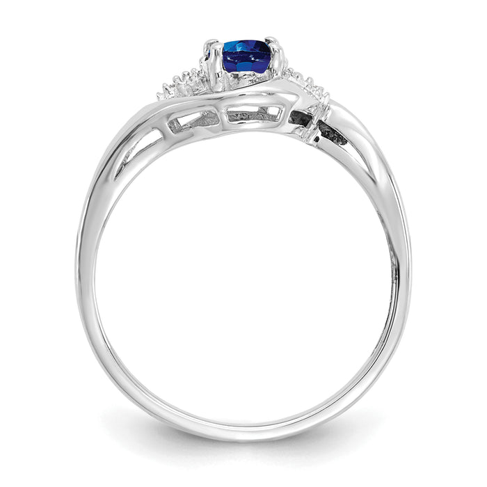 14k White Gold Sapphire and Diamond Ring-XBS390