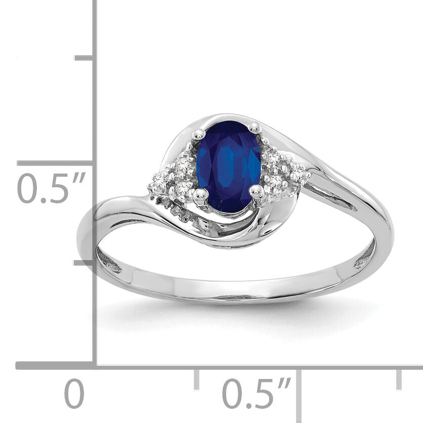 14k White Gold Sapphire and Diamond Ring-XBS390