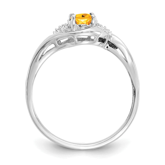 14k White Gold Citrine and Diamond Ring-XBS392