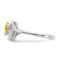 14k White Gold Citrine and Diamond Ring-XBS392