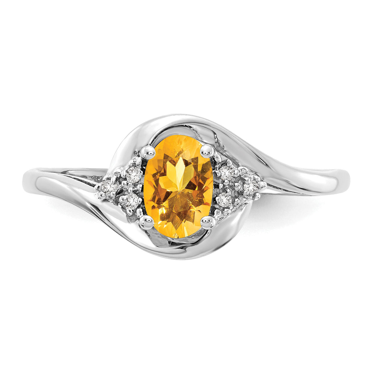 14k White Gold Citrine and Diamond Ring-XBS392