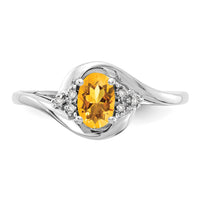 14k White Gold Citrine and Diamond Ring-XBS392