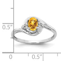 14k White Gold Citrine and Diamond Ring-XBS392