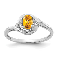 14k White Gold Citrine and Diamond Ring-XBS392