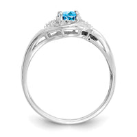 14k White Gold Blue Topaz and Diamond Ring-XBS393