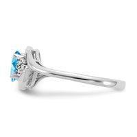 14k White Gold Blue Topaz and Diamond Ring-XBS393