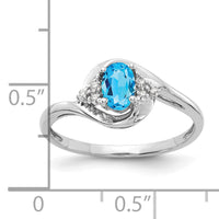 14k White Gold Blue Topaz and Diamond Ring-XBS393