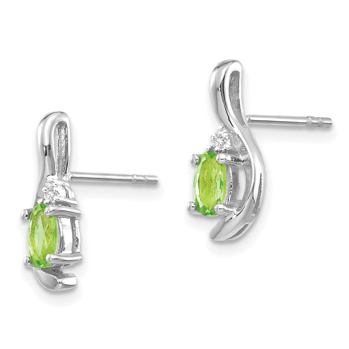 14k White Gold Peridot and Diamond Post Earrings-XBS394