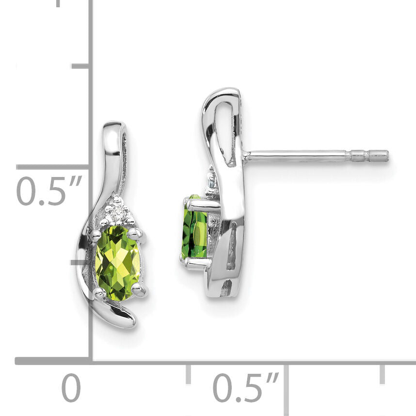 14k White Gold Peridot and Diamond Post Earrings-XBS394