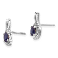 14k White Gold Sapphire and Diamond Post Earrings-XBS395