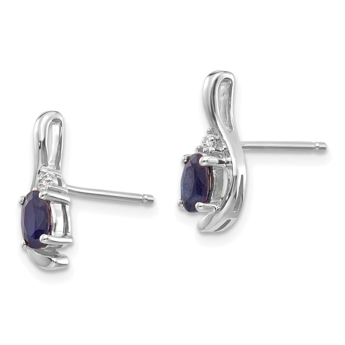 14k White Gold Sapphire and Diamond Post Earrings-XBS395