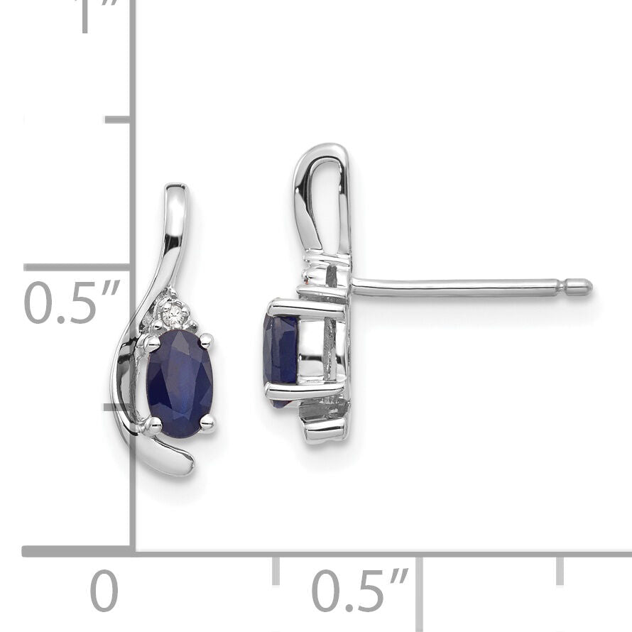 14k White Gold Sapphire and Diamond Post Earrings-XBS395