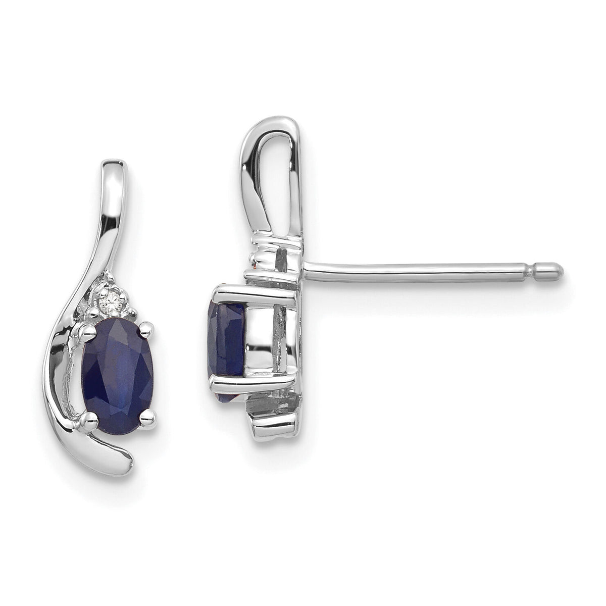 14k White Gold Sapphire and Diamond Post Earrings-XBS395