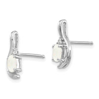 14k White Gold Opal and Diamond Post Earrings-XBS396