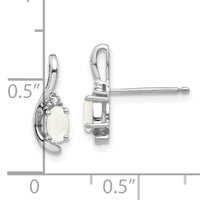 14k White Gold Opal and Diamond Post Earrings-XBS396