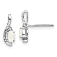 14k White Gold Opal and Diamond Post Earrings-XBS396