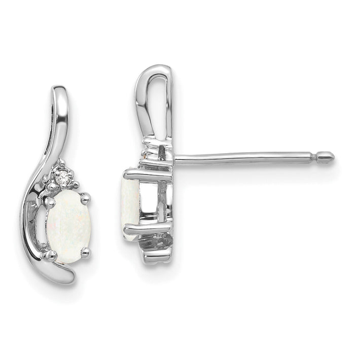 14k White Gold Opal and Diamond Post Earrings-XBS396