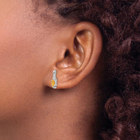 14k White Gold Citrine and Diamond Post Earrings-XBS397