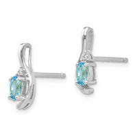 14k White Gold Blue Topaz and Diamond Post Earrings-XBS398
