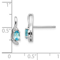 14k White Gold Blue Topaz and Diamond Post Earrings-XBS398