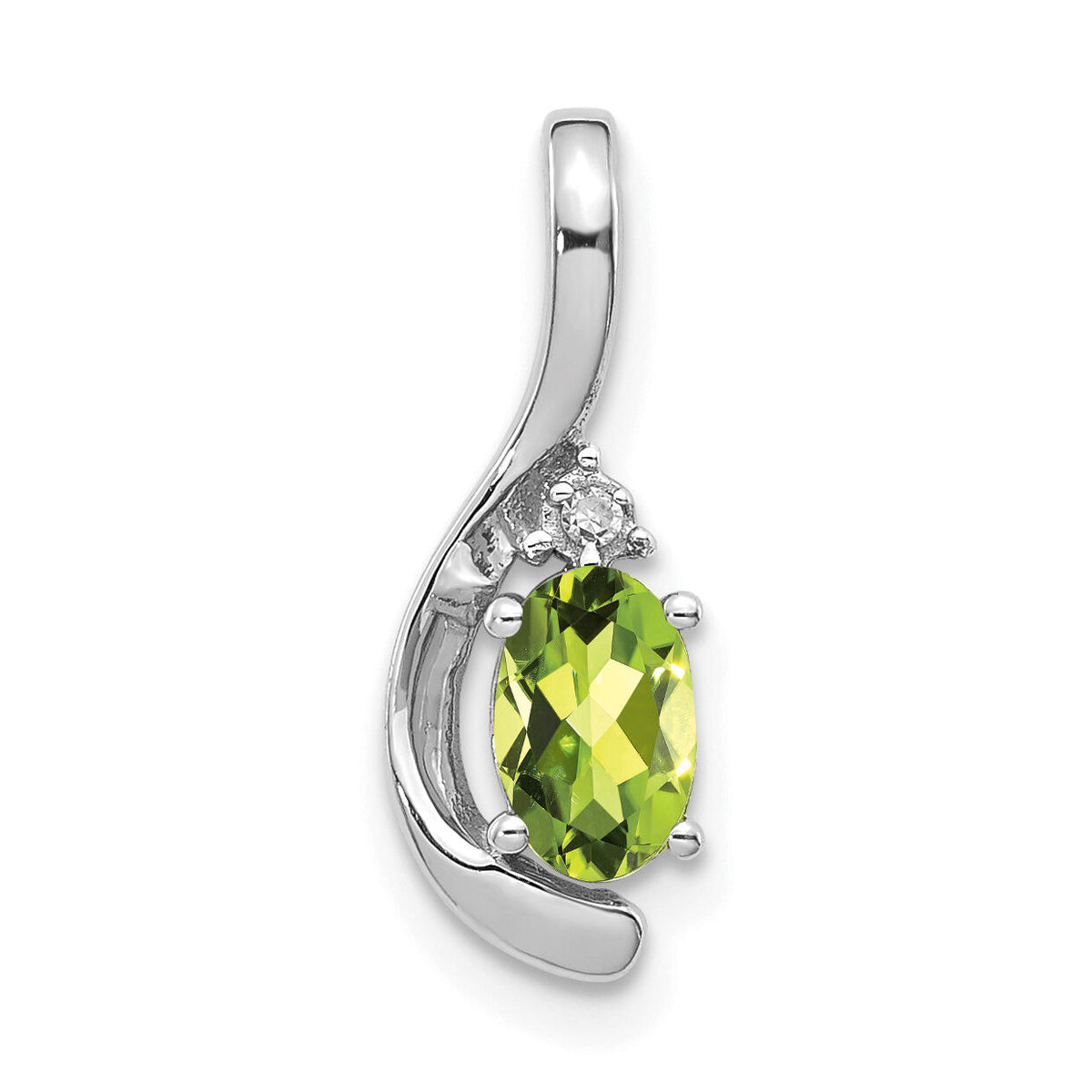 14k White Gold Peridot and Diamond Pendant-XBS399