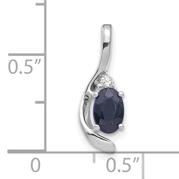 14k White Gold Sapphire and Diamond Pendant-XBS400