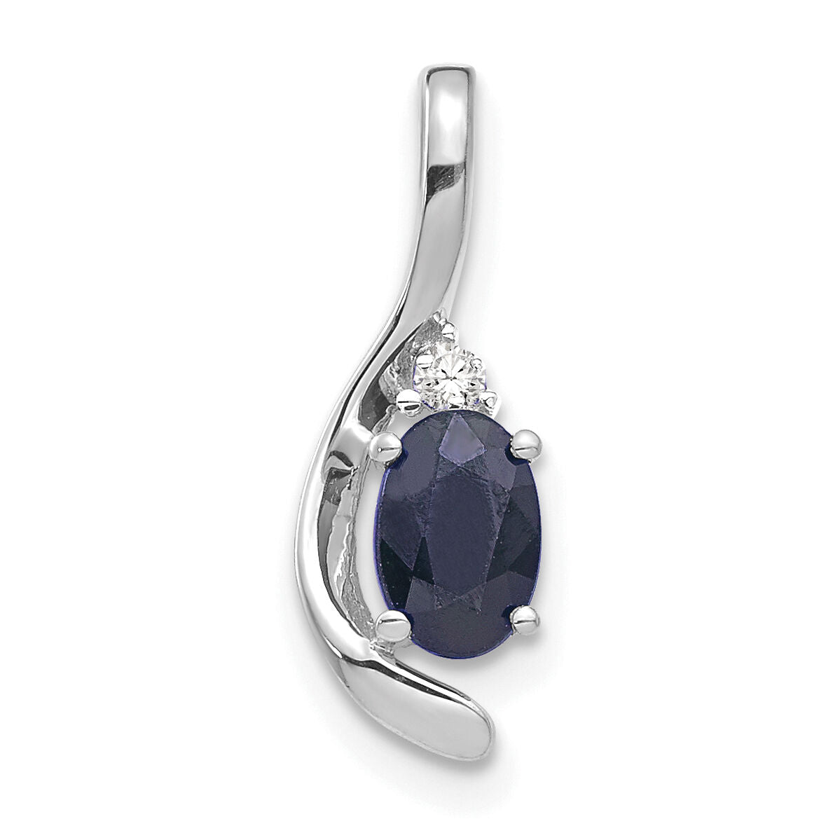 14k White Gold Sapphire and Diamond Pendant-XBS400