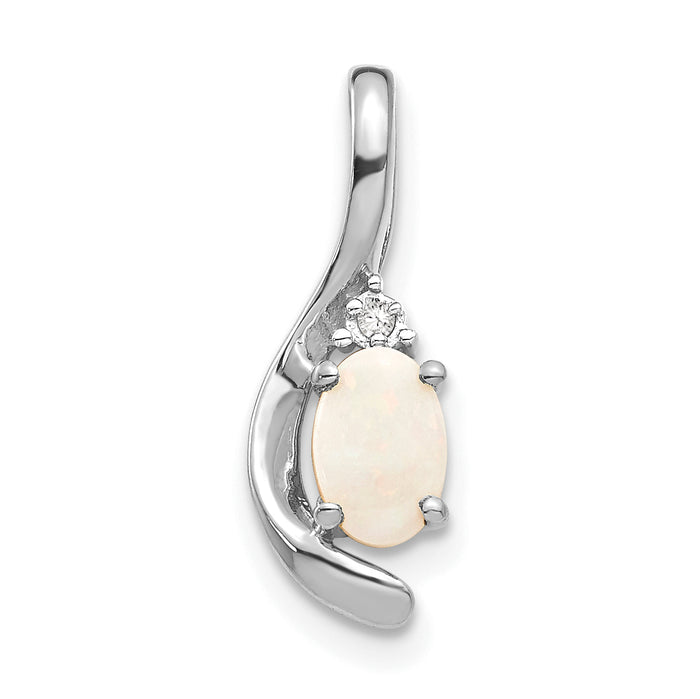 14k White Gold Opal and Diamond Pendant-XBS401