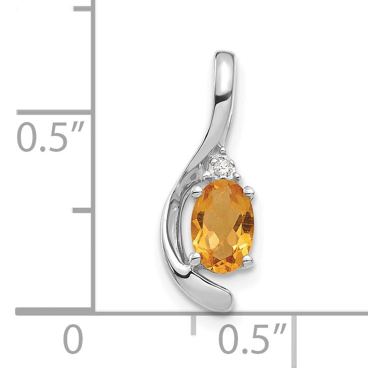 14k White Gold Citrine and Diamond Pendant-XBS402