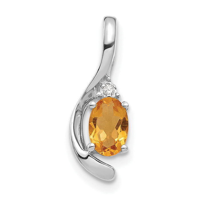 14k White Gold Citrine and Diamond Pendant-XBS402