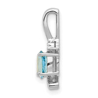 14k White Gold Blue Topaz and Diamond Pendant-XBS403