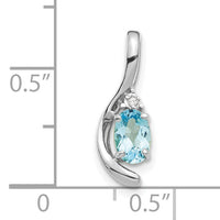 14k White Gold Blue Topaz and Diamond Pendant-XBS403