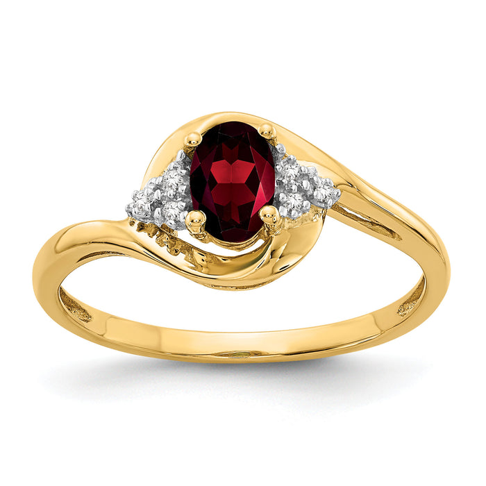 14k Garnet and Diamond Ring-XBS404