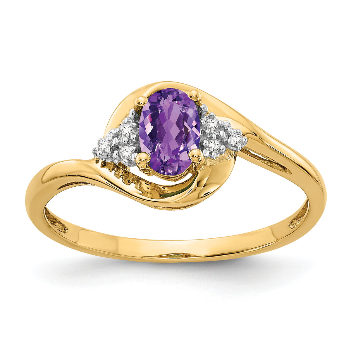 14k Amethyst and Diamond Ring-XBS405