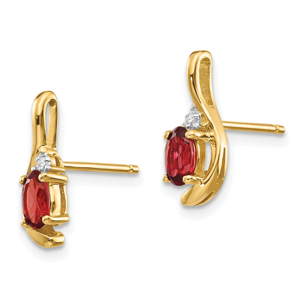 14k Garnet and Diamond Post Earrings-XBS406