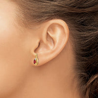 14k Garnet and Diamond Post Earrings-XBS406