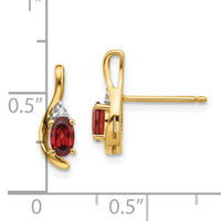 14k Garnet and Diamond Post Earrings-XBS406