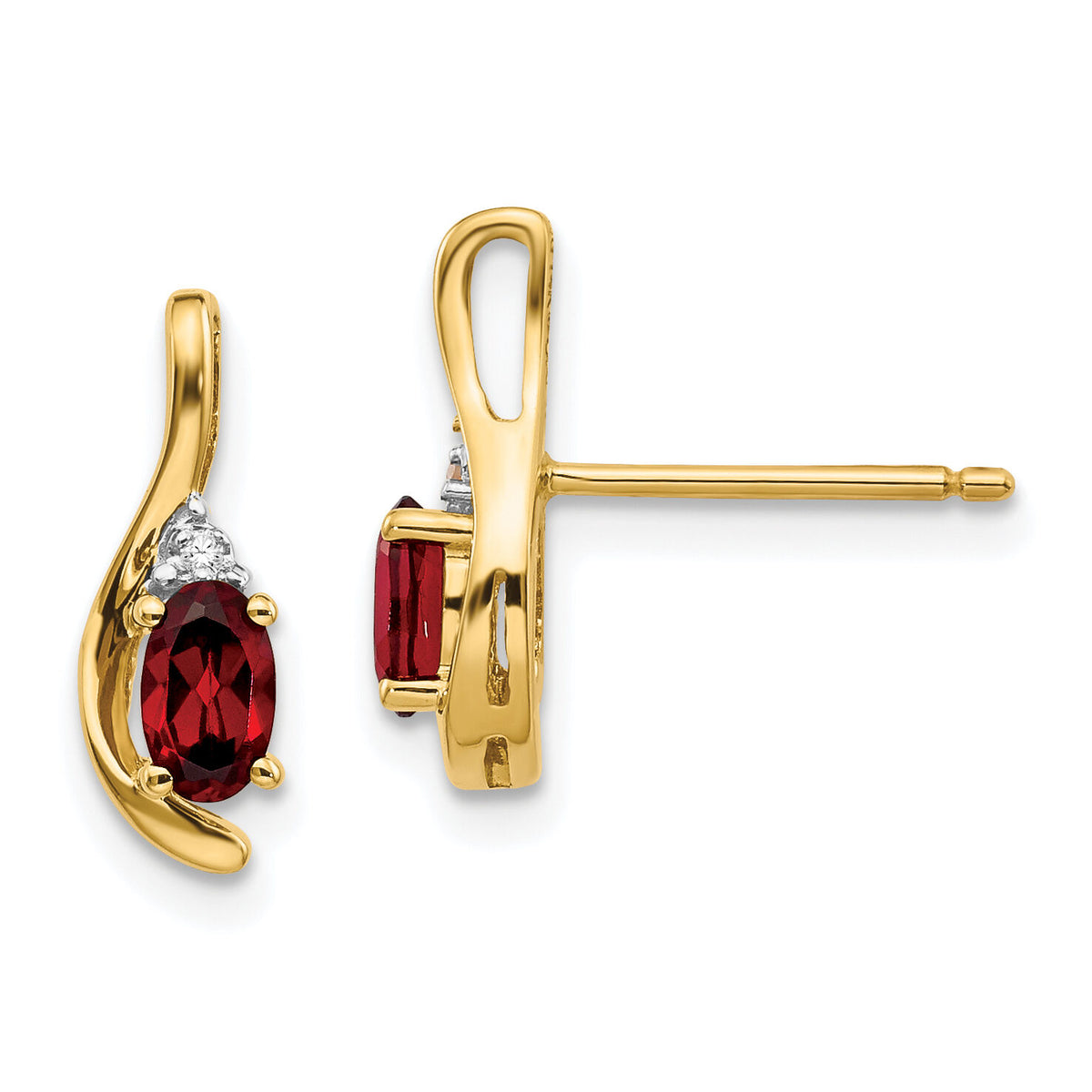 14k Garnet and Diamond Post Earrings-XBS406