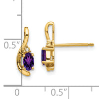 14k Amethyst and Diamond Post Earrings-XBS407